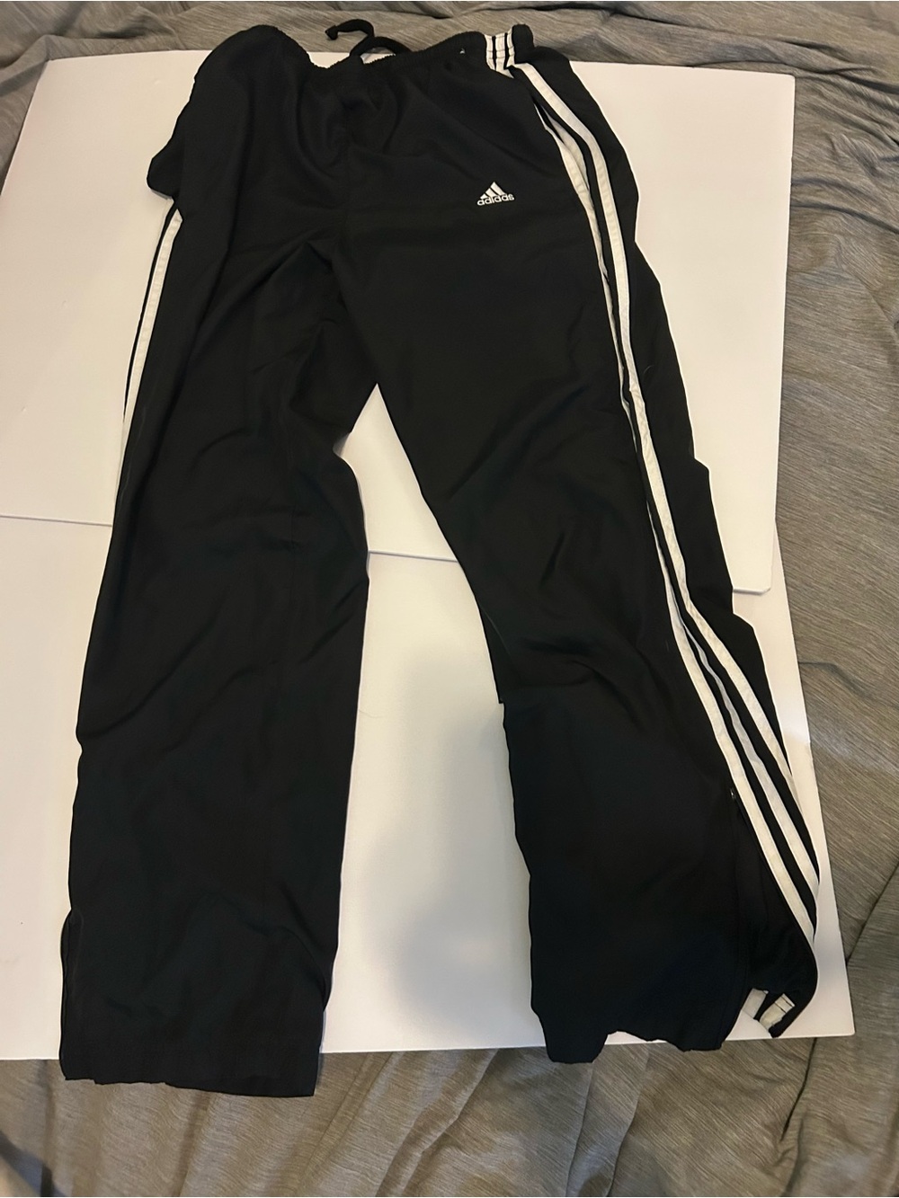 Women’s size small adidas Black Track Pants with White Triple Stripes